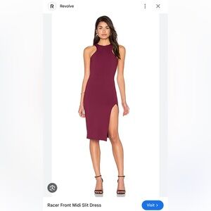 Donna Mizani XS racer front midi slit dress in aubergine
